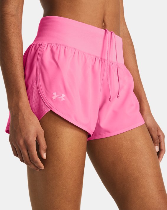 Damen UA Fly-By Elite 3'‘ Shorts, Pink, pdpMainDesktop image number 4